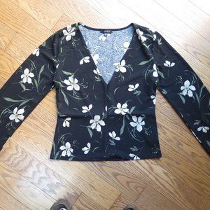 Dynamite Floral Black Pemplum Top